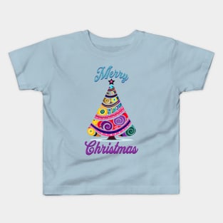 Merry Christmas Abstract Tree design Kids T-Shirt